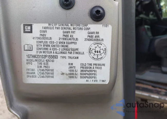 1GTHK23102F155693: 43333565