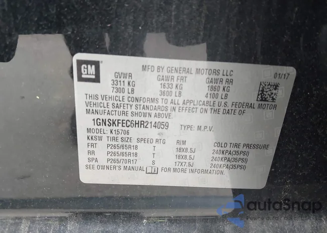 1GNSKFEC6HR214059: 43333597