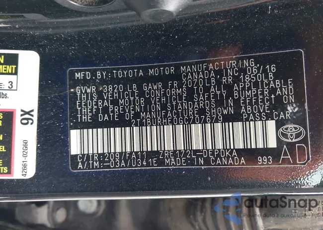 2T1BURHE0GC707679: 43333601