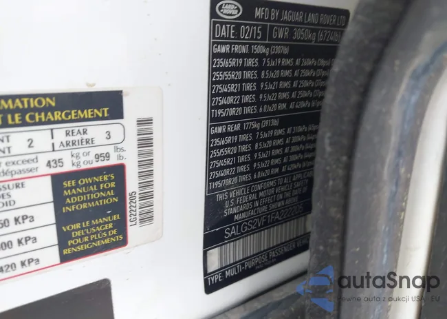 SALGS2VF1FA222205: 43333668