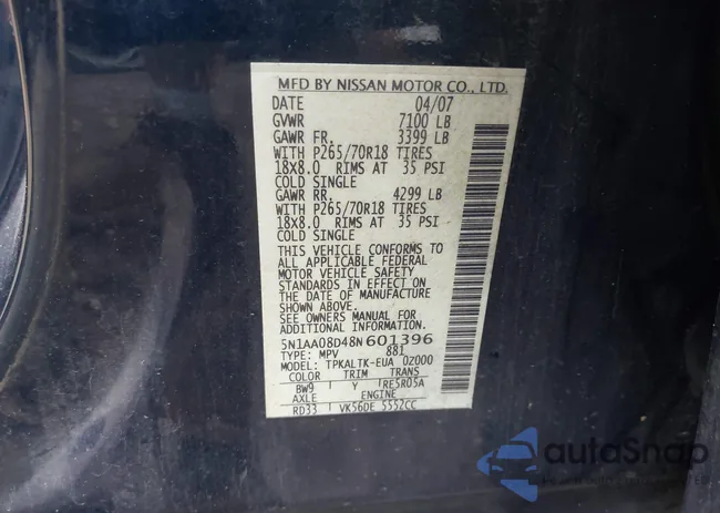 5N1AA08D48N601396: 43334716