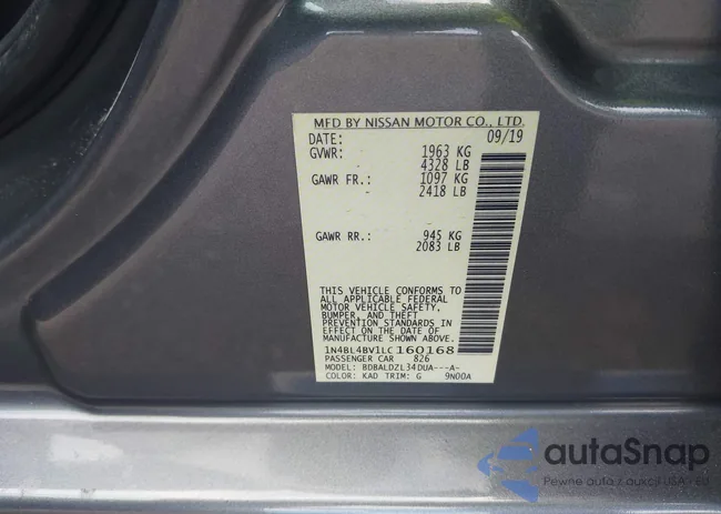 1N4BL4BV1LC160168: 43334775