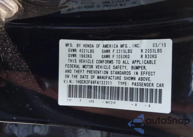 1HGCR2F86FA132311: 43334808