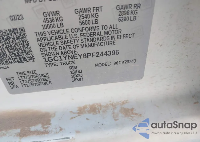 1GC1YNEY8PF244396: 43334825