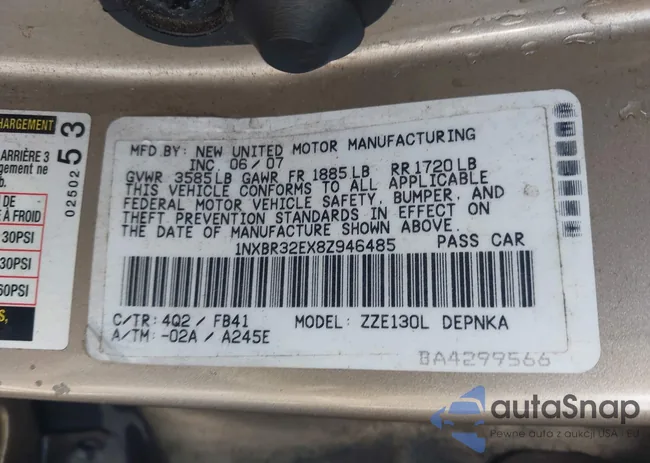 1NXBR32EX8Z946485: 43334881