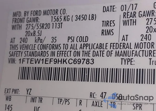 1FTEW1EF9HKC69783: 43334952