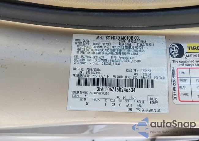 3FAFP06Z16R246534: 43335105