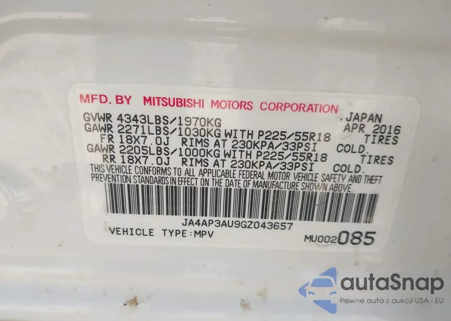 JA4AP3AU9GZ043657: 43335108