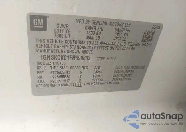 1GNSKCKC1FR690803: 43335116