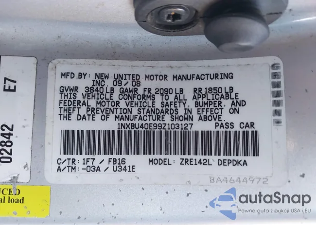 1NXBU40E99Z103127: 43335248