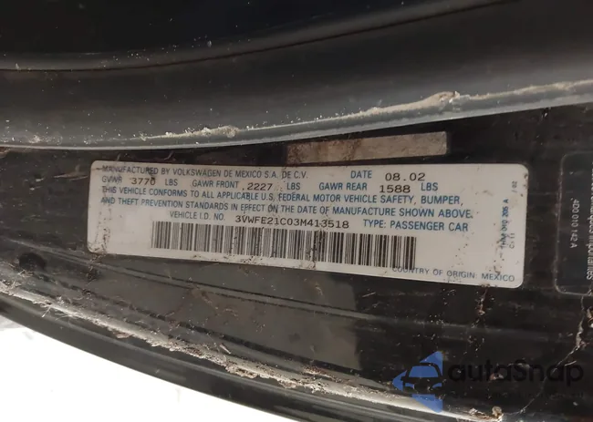 3VWFE21C03M413518: 43335278