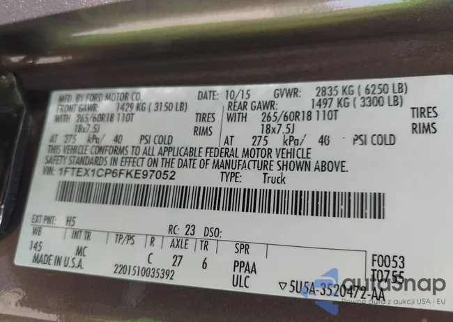 1FTEX1CP6FKE97052: 43334334