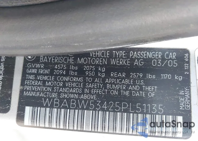 WBABW53425PL51135: 43334373