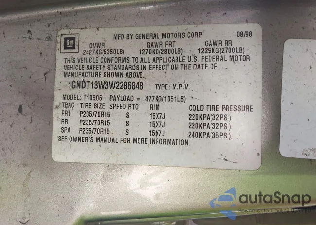 1GNDT13W3W2286848: 43334461