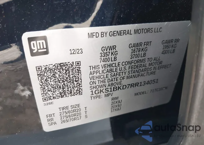 1GKS1BKD7RR134051: 43334581