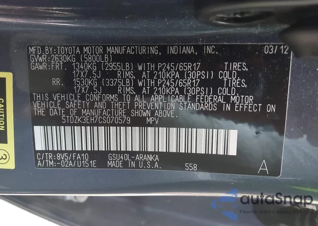 5TDZK3EH7CS070579: 43334620