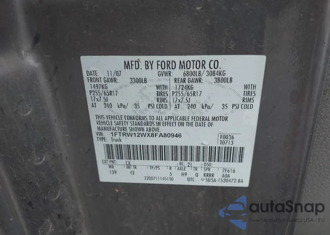 1FTRW12WX8FA80946: 43334671