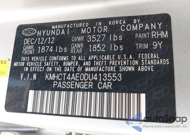 KMHCT4AE0DU413553: 43335691