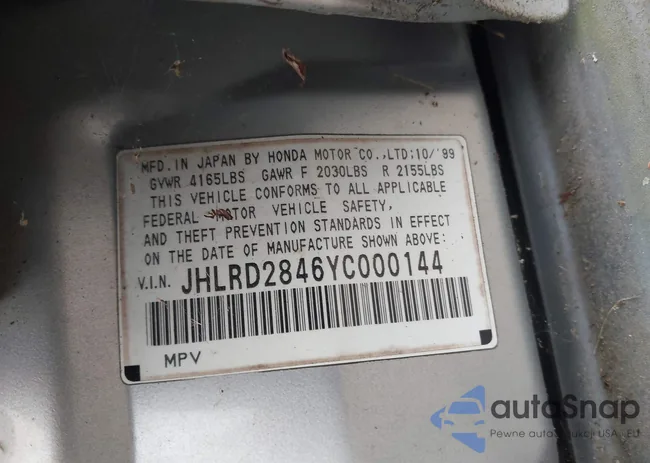 JHLRD2846YC000144: 43335816