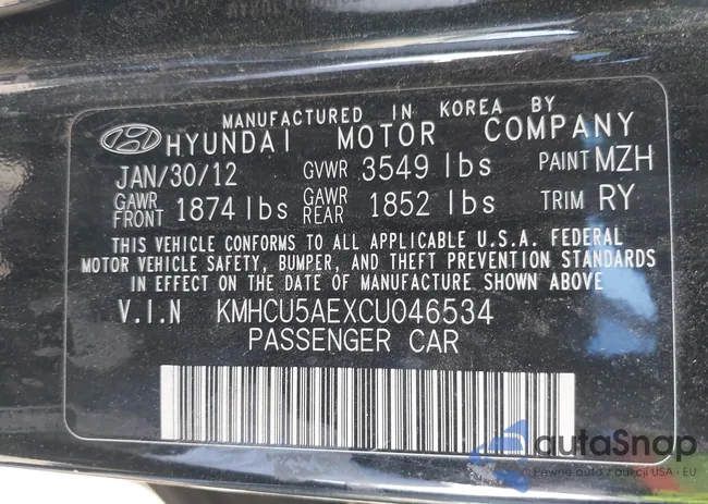 KMHCU5AEXCU046534: 43335964