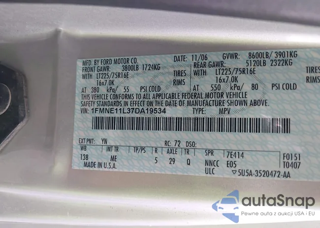 1FMNE11L37DA19534: 43335975