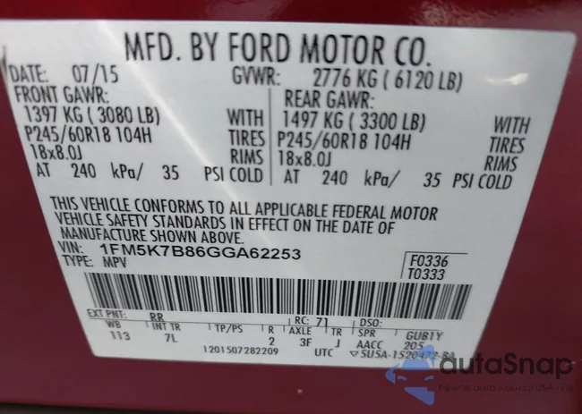 1FM5K7B86GGA62253: 43336079