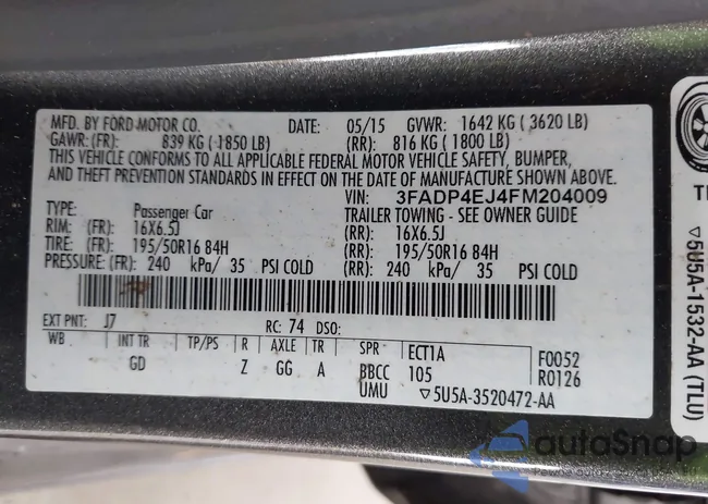 3FADP4EJ4FM204009: 43336109