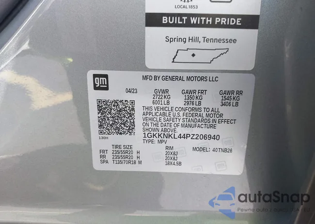 1GKKNKL44PZ206940: 43336115