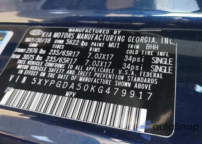 5XYPGDA50KG479917: 43336117