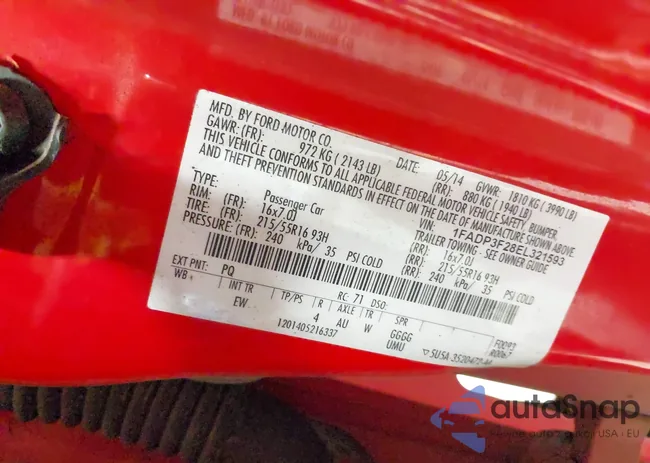 1FADP3F28EL321593: 43336125