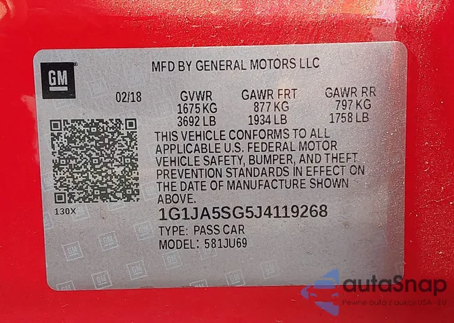 1G1JA5SG5J4119268: 43335307