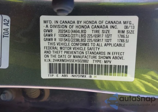 2HKRM3H55EH502882: 43335317