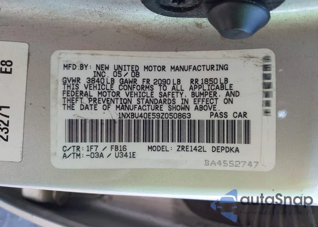 1NXBU40E59Z050863: 43335374