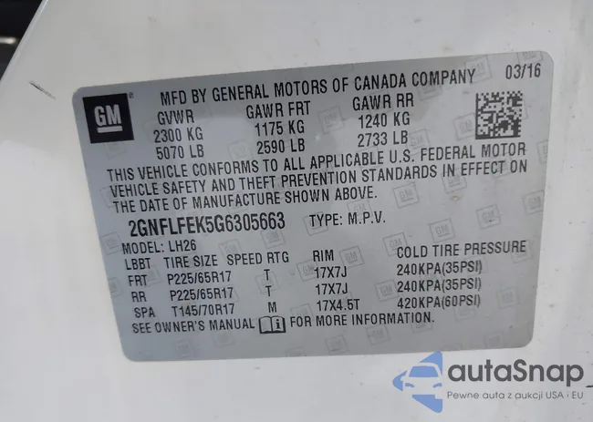 2GNFLFEK5G6305663: 43335405