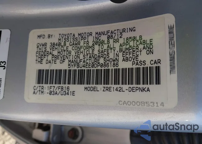 5YFBU4EE0DP086186: 43335460