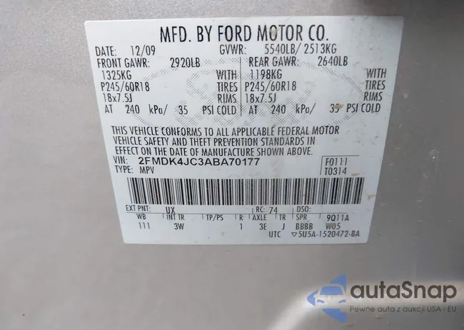 2FMDK4JC3ABA70177: 43335464