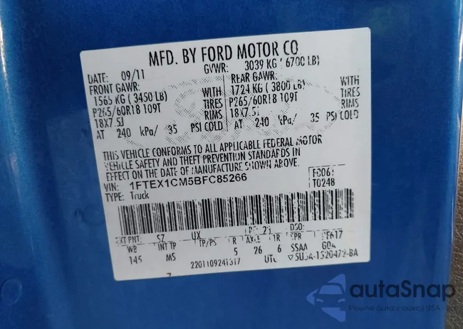 1FTEX1CM5BFC85266: 43335599