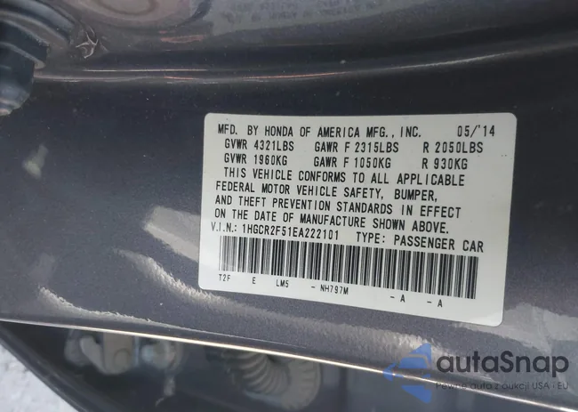 1HGCR2F51EA222101: 43335602