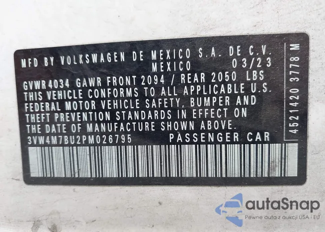 3VW4M7BU2PM026795: 43335616
