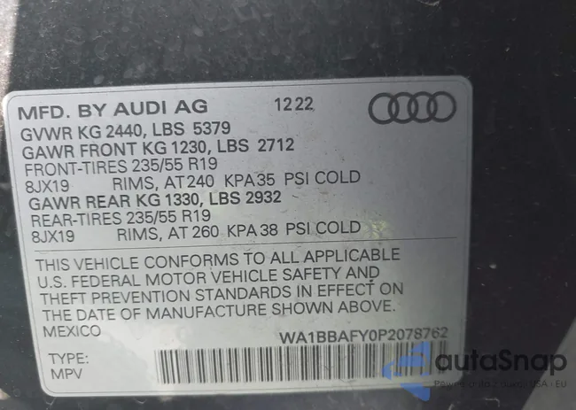 WA1BBAFY0P2078762: 43335663