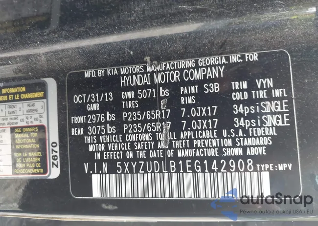 5XYZUDLB1EG142908: 43335665