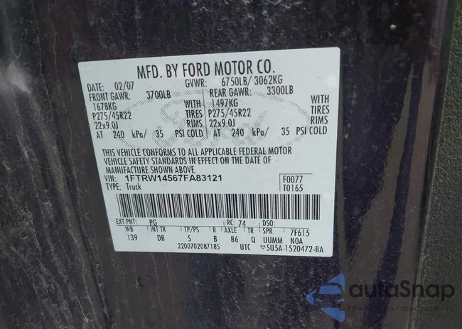 1FTRW14567FA83121: 43336736