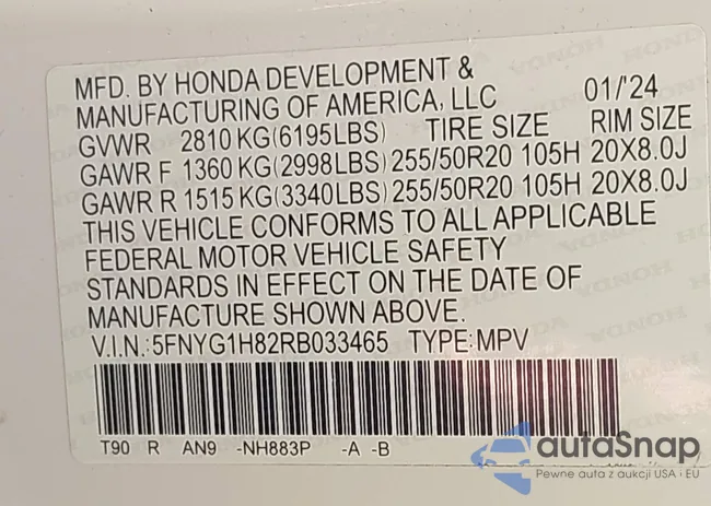 5FNYG1H82RB033465: 43336897