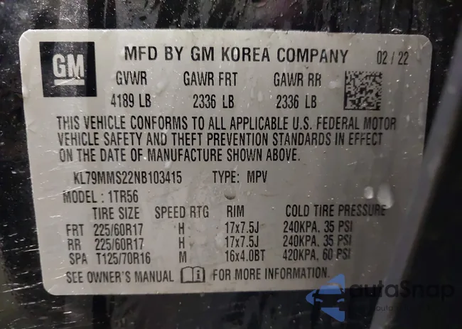 KL79MMS22NB103415: 43337007