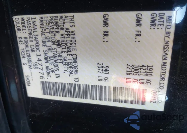 1N4AL3AP0DC147776: 43337010