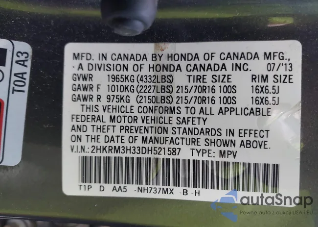 2HKRM3H33DH521587: 43337052