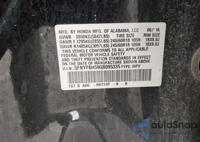 5FNYF6H59GB095335: 43337112