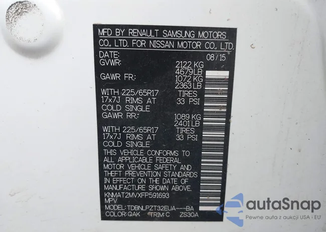 KNMAT2MVXFP591693: 43337158