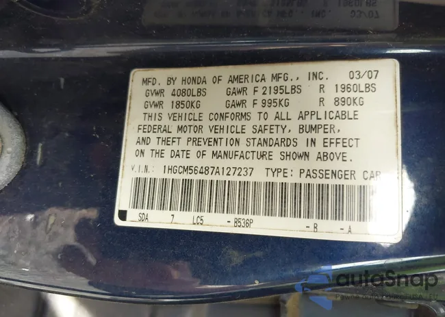 1HGCM56487A127237: 43336417