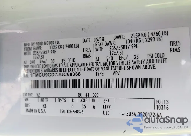 1FMCU9GD7JUC68368: 43336557